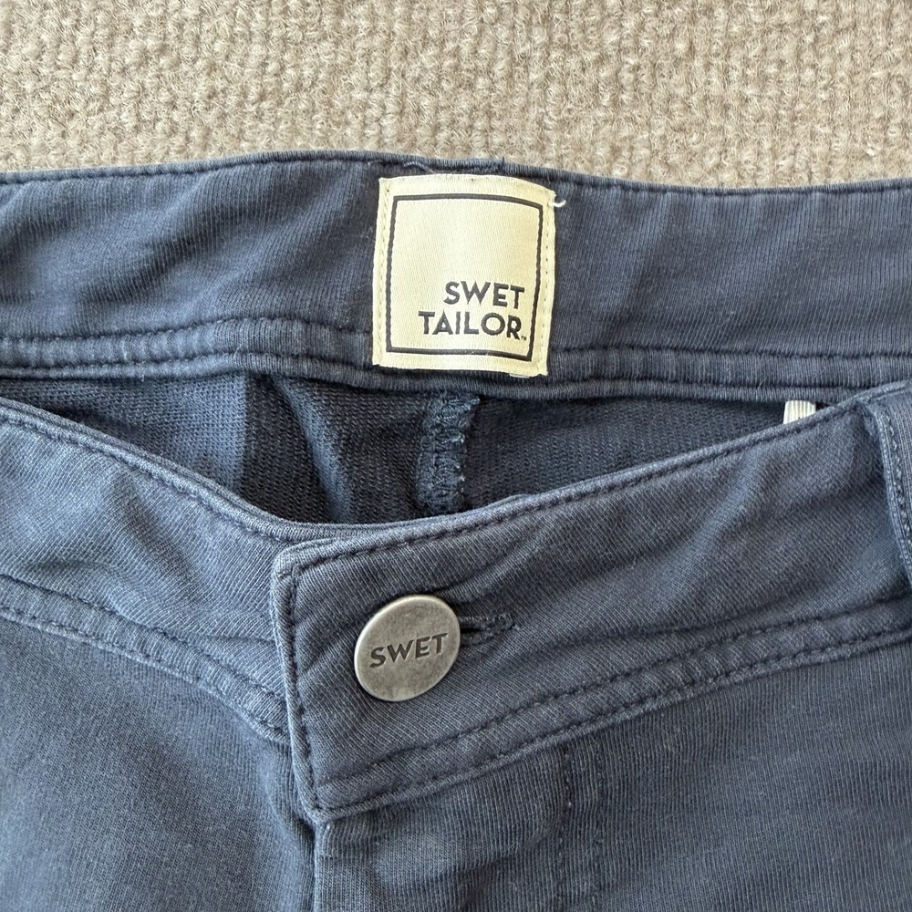 SWET TAILOR Pants Mens 34x32 Navy Tapered All in Jean Stretch Cotton - Picture 6 of 7